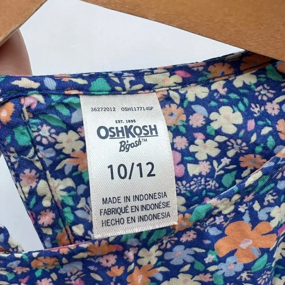 OshKosh Floral Blue 10 -12  L Girls Dress